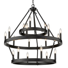 Golden 1017-396 BLK - Golden Lighting Alastair 18-light 3-tier Chandelier (3+9+6) in Matte Black